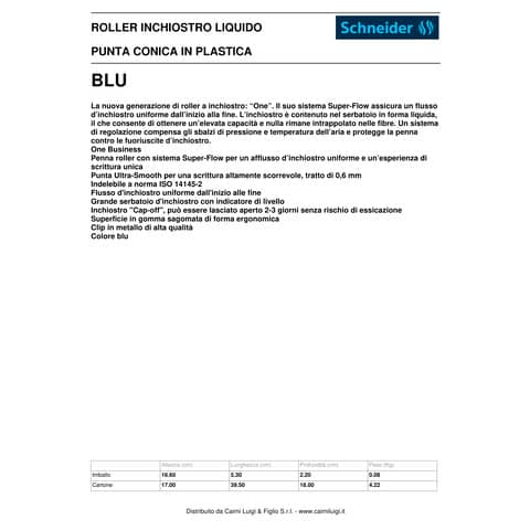 Penna roller Schneider One Business 0.6 mm blu P183003